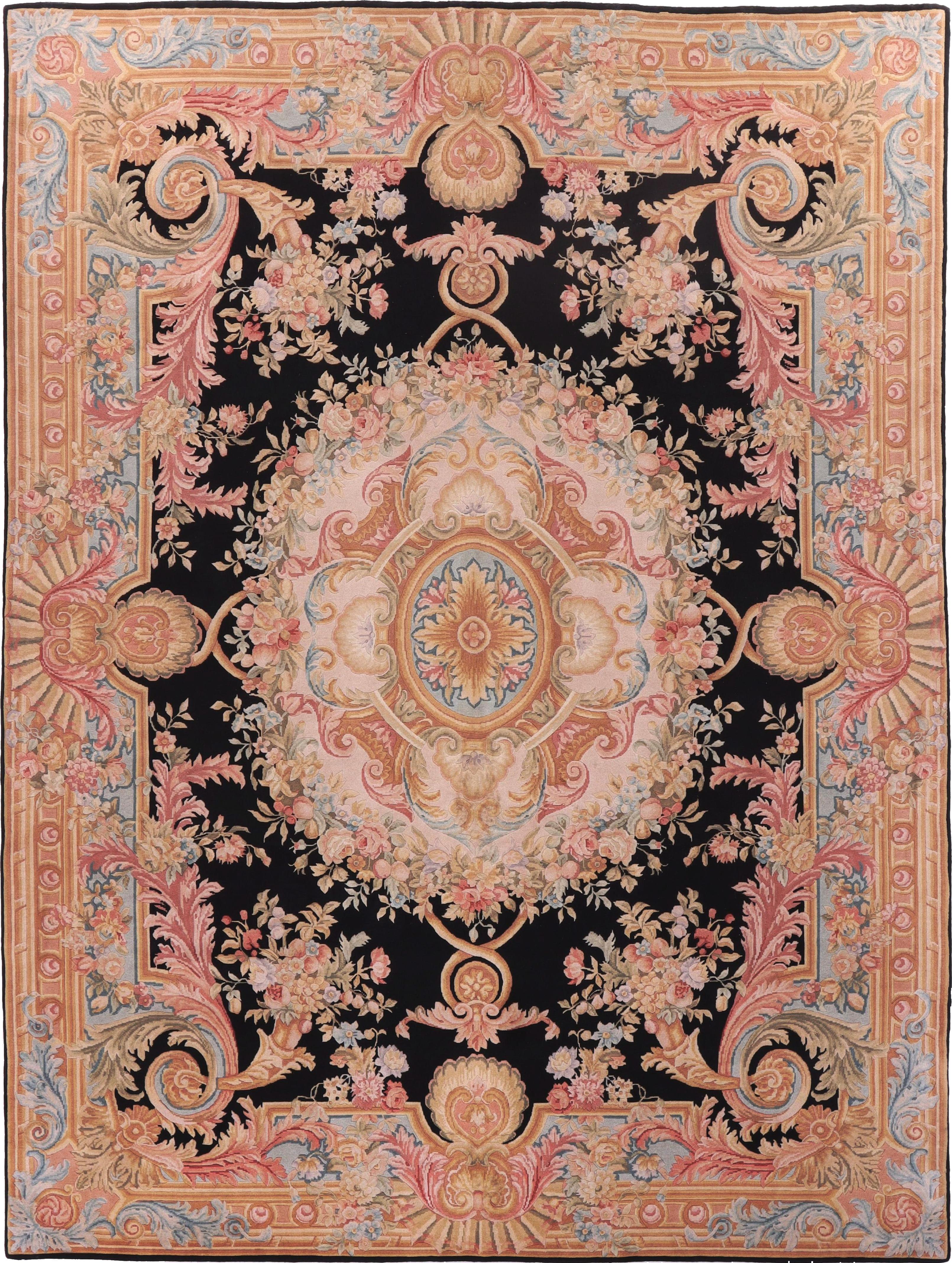 Hand Made China Savonnerie 9' x 12' Black