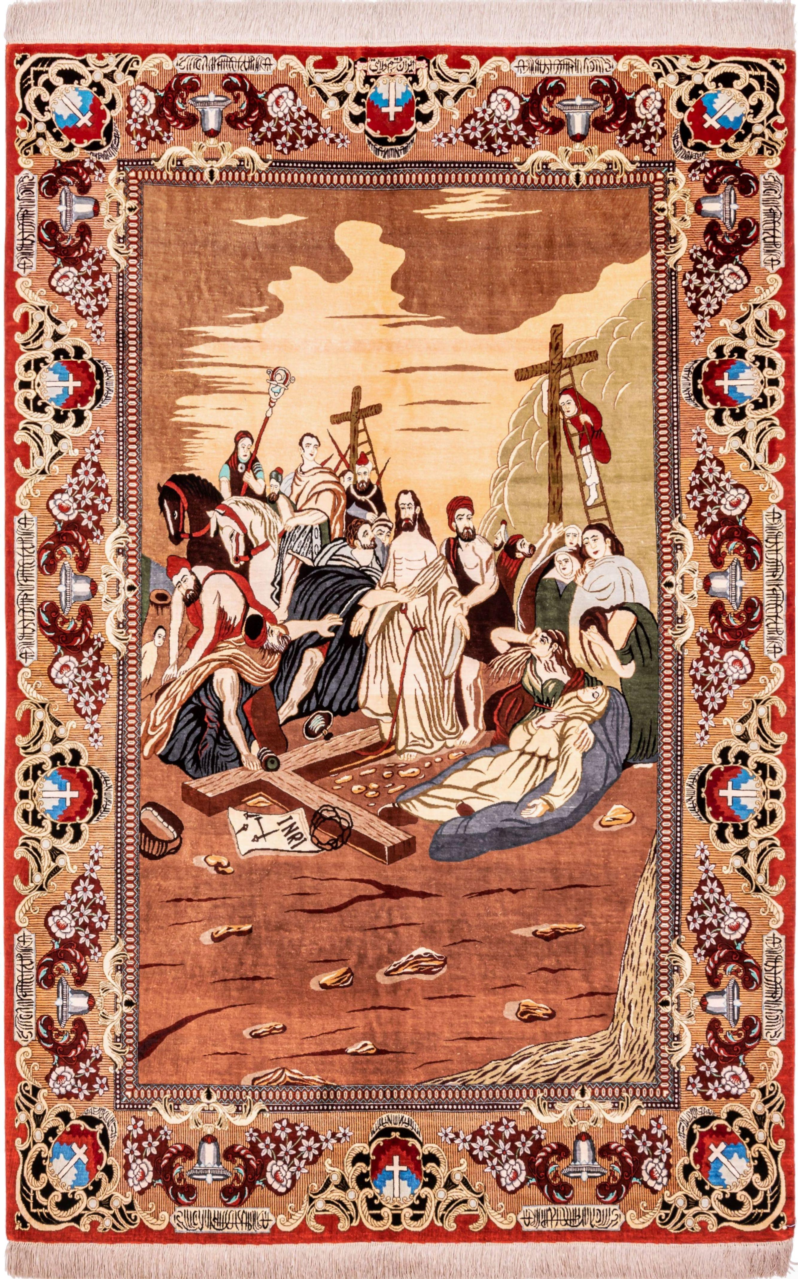 Hand Knotted Iran Qum 4'5