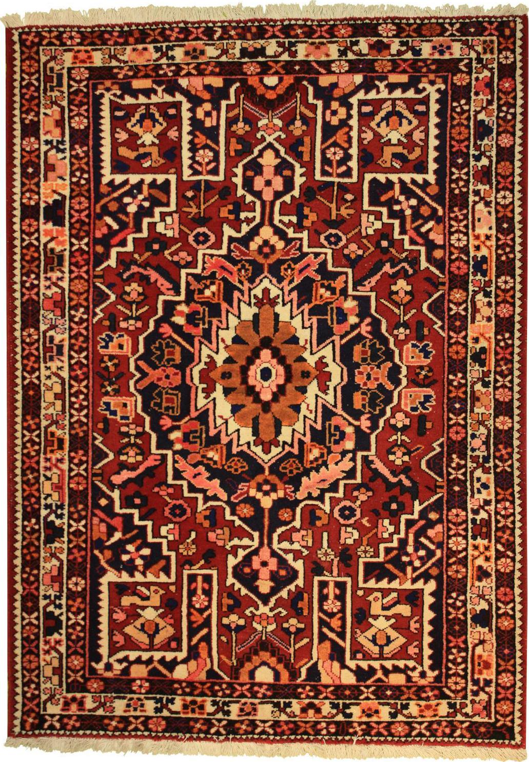 Hand Knotted Wool Red Traditional Persian Rug 4'9" x 6'6"