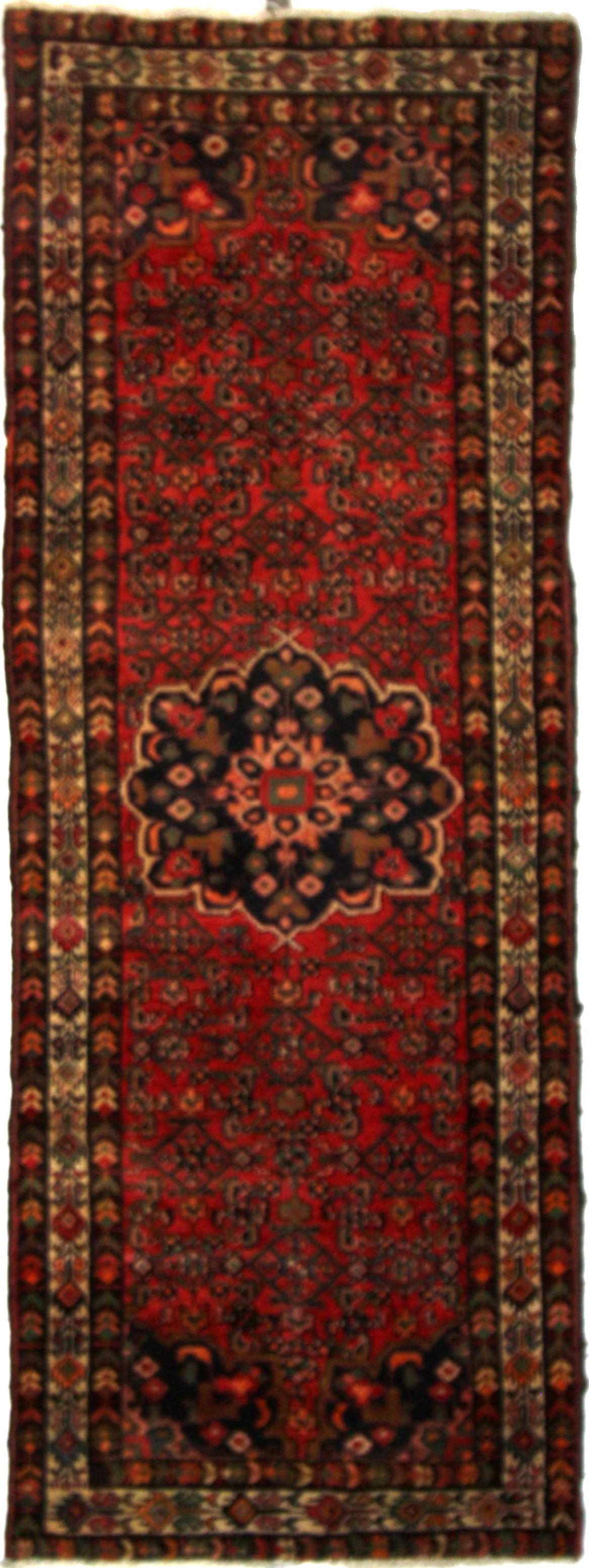 Hand Knotted Wool Red Traditional Persian Rug 3'6" x 9'8"
