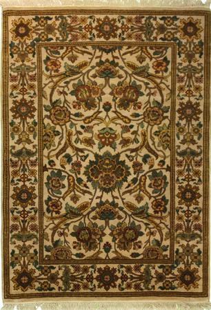 Hand Knotted Wool Ivory Traditional India Rug 4' x 5'6"