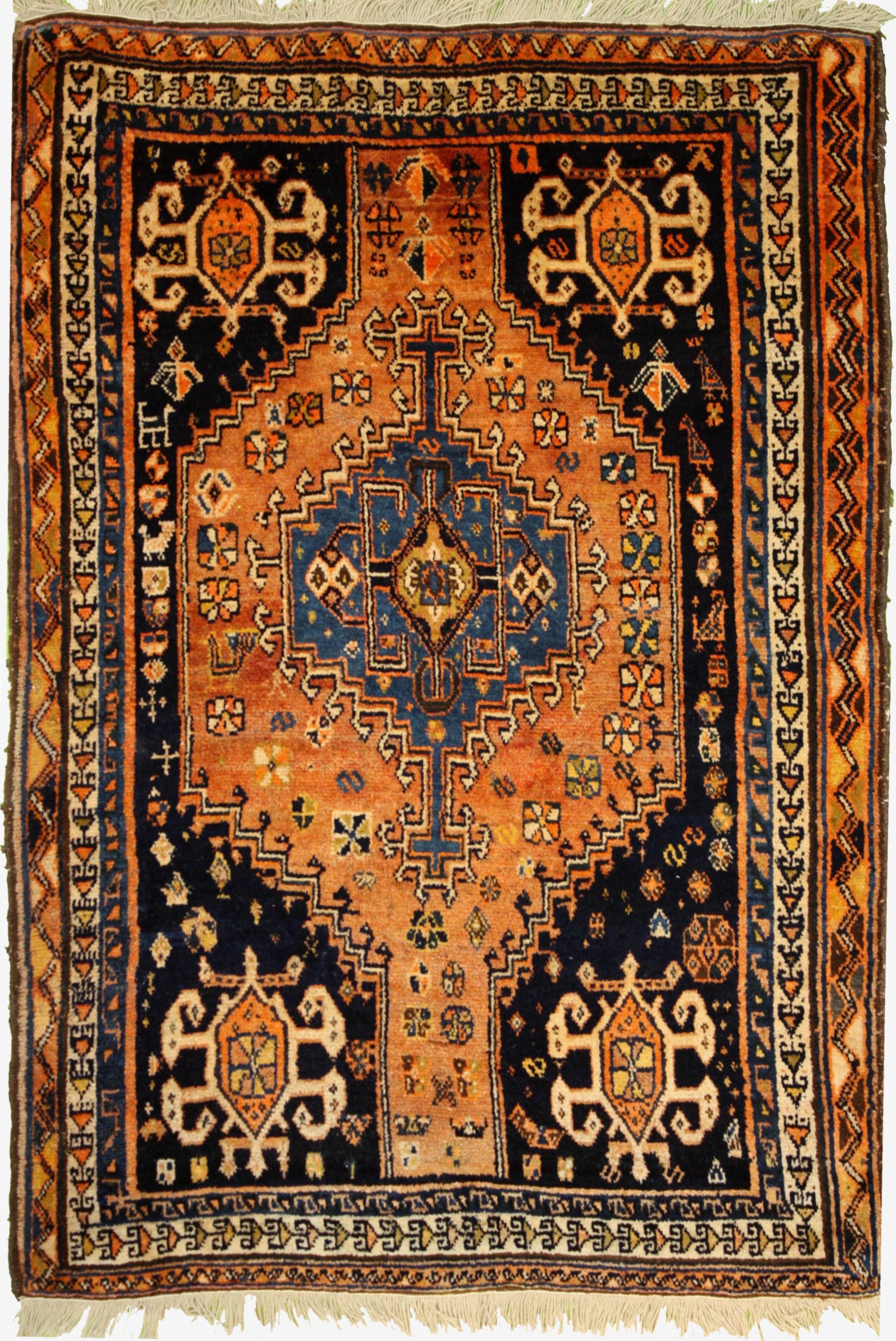 Hand Knotted Wool Orange Traditional Persian Rug 3'4" x 5'6"