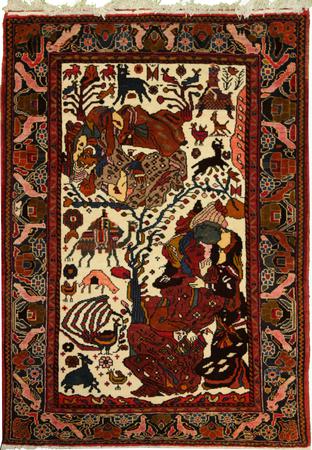 Hand Knotted Wool Ivory Traditional Persian Rug 3'7" x 5'