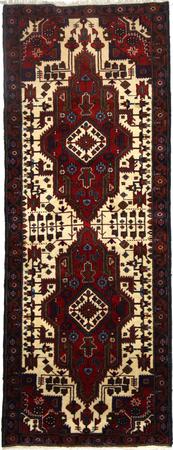 Hand Made Wool Ivory Traditional Persian Rug 3'7" x 9'4"