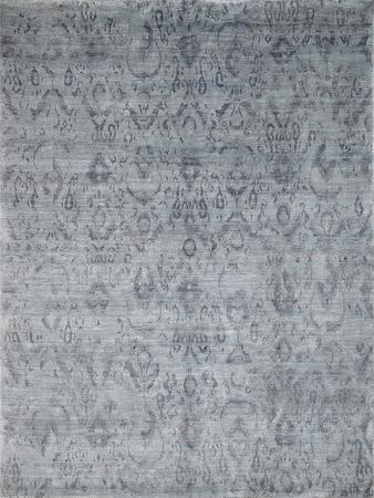 Hand Knotted Silk Gray Transitional India Rug 7'10" x 9'11"