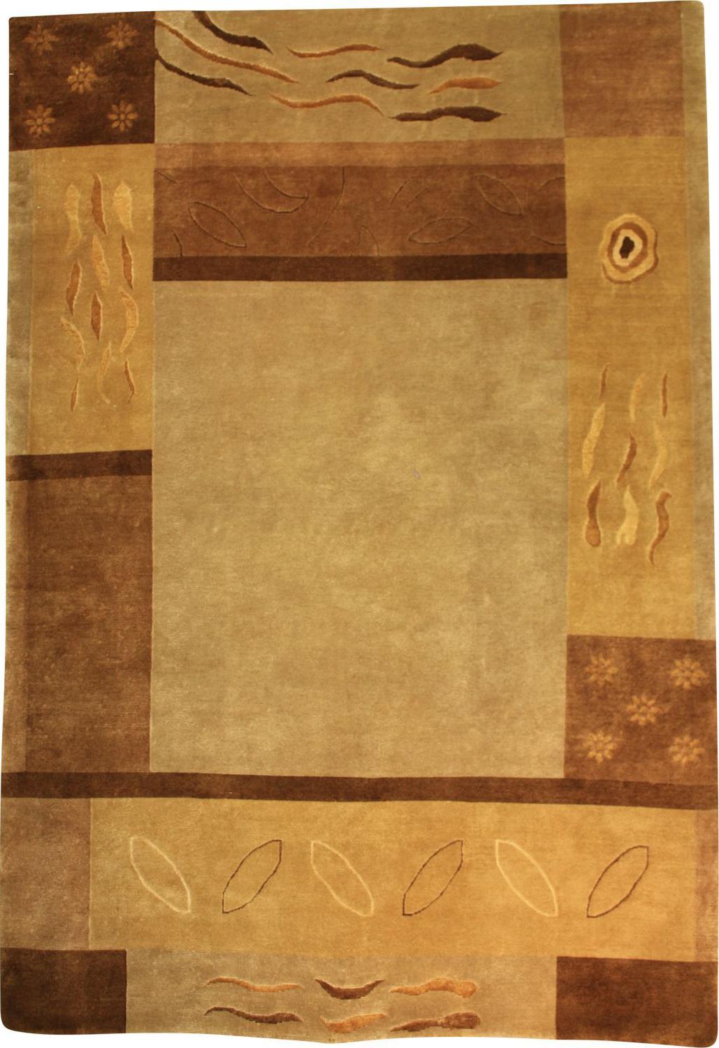 Hand Knotted Wool Beige Contemporary India Rug 6' x 8'10"