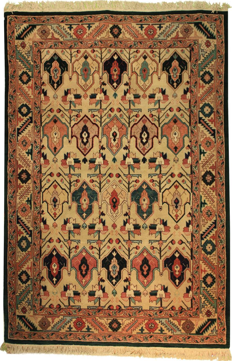 Hand Made Wool Brown Traditional India Rug 5'10" x 8'9"