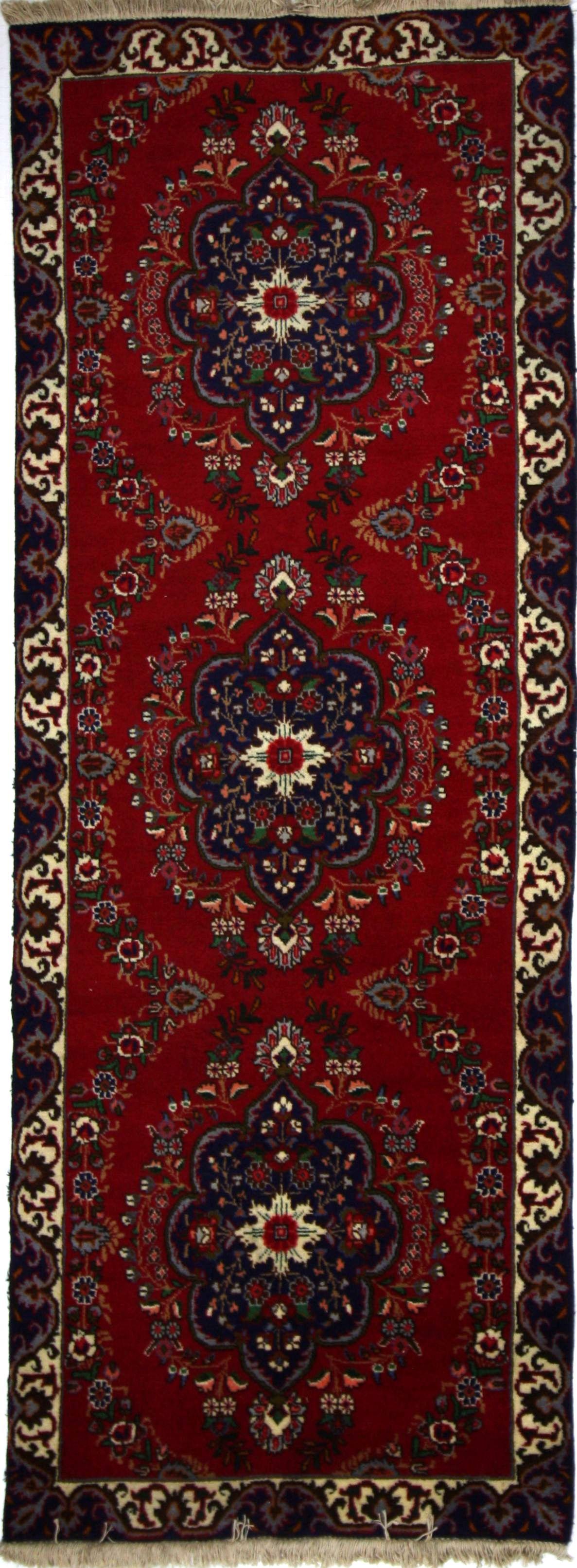 Hand Made Wool Red Traditional Persian Rug 3'8" x 9'7"