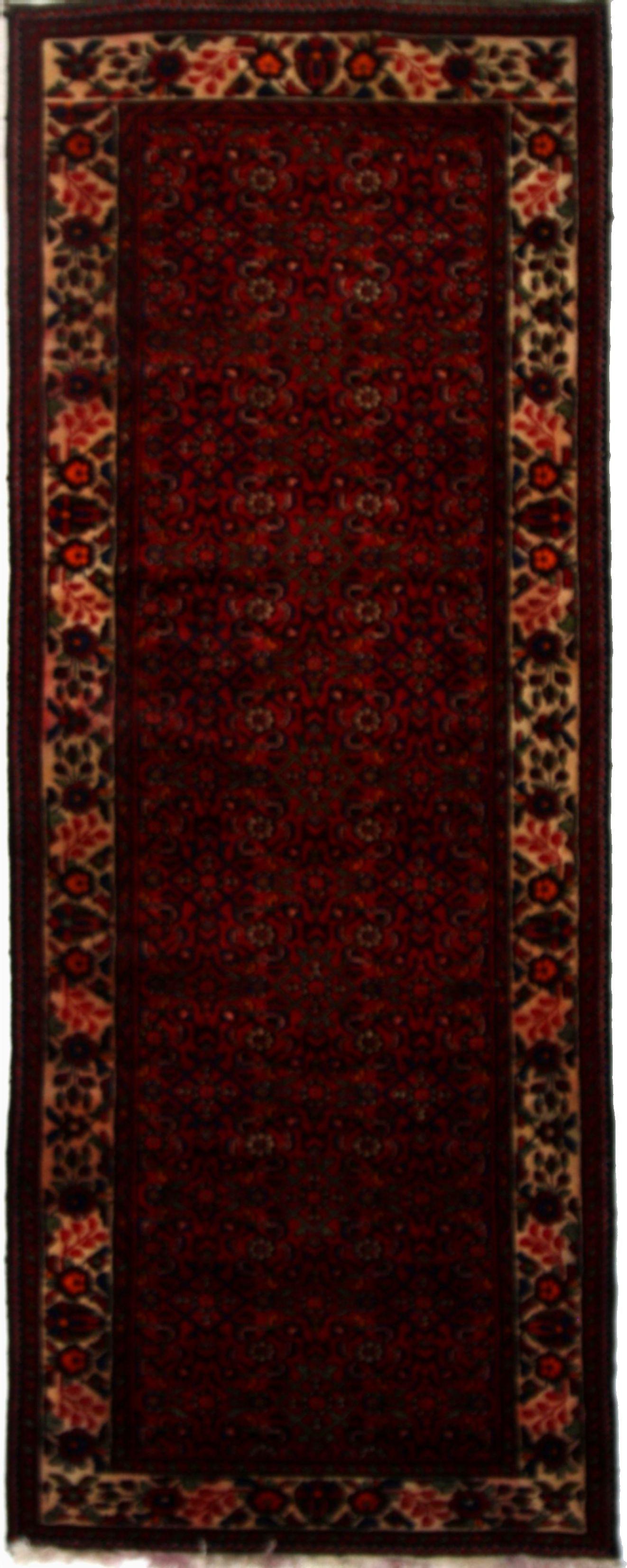 Hand Made Wool Burgundy Traditional Persian Rug 3'10" x 9'11"
