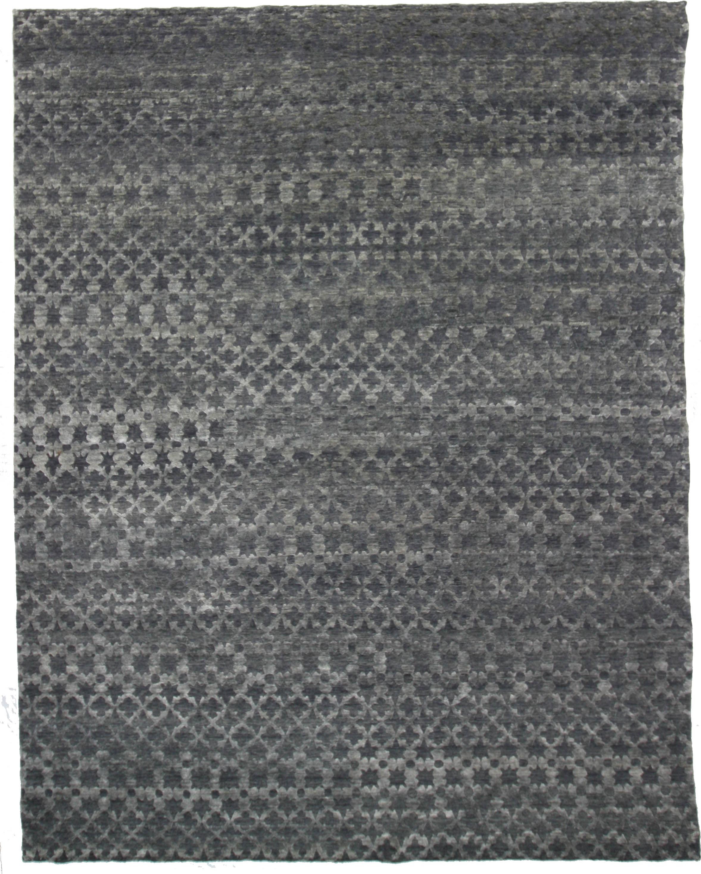 Hand Knotted Silk Grey Contemporary India Rug 8' x 10'