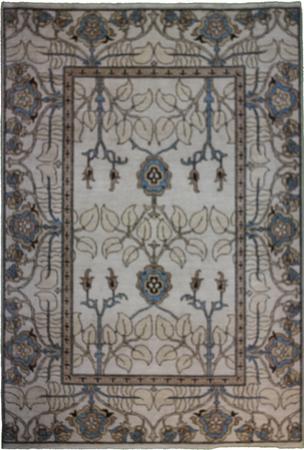 Hand Knotted Wool Ivory Transitional Pakistan Rug 4' x 5'11"