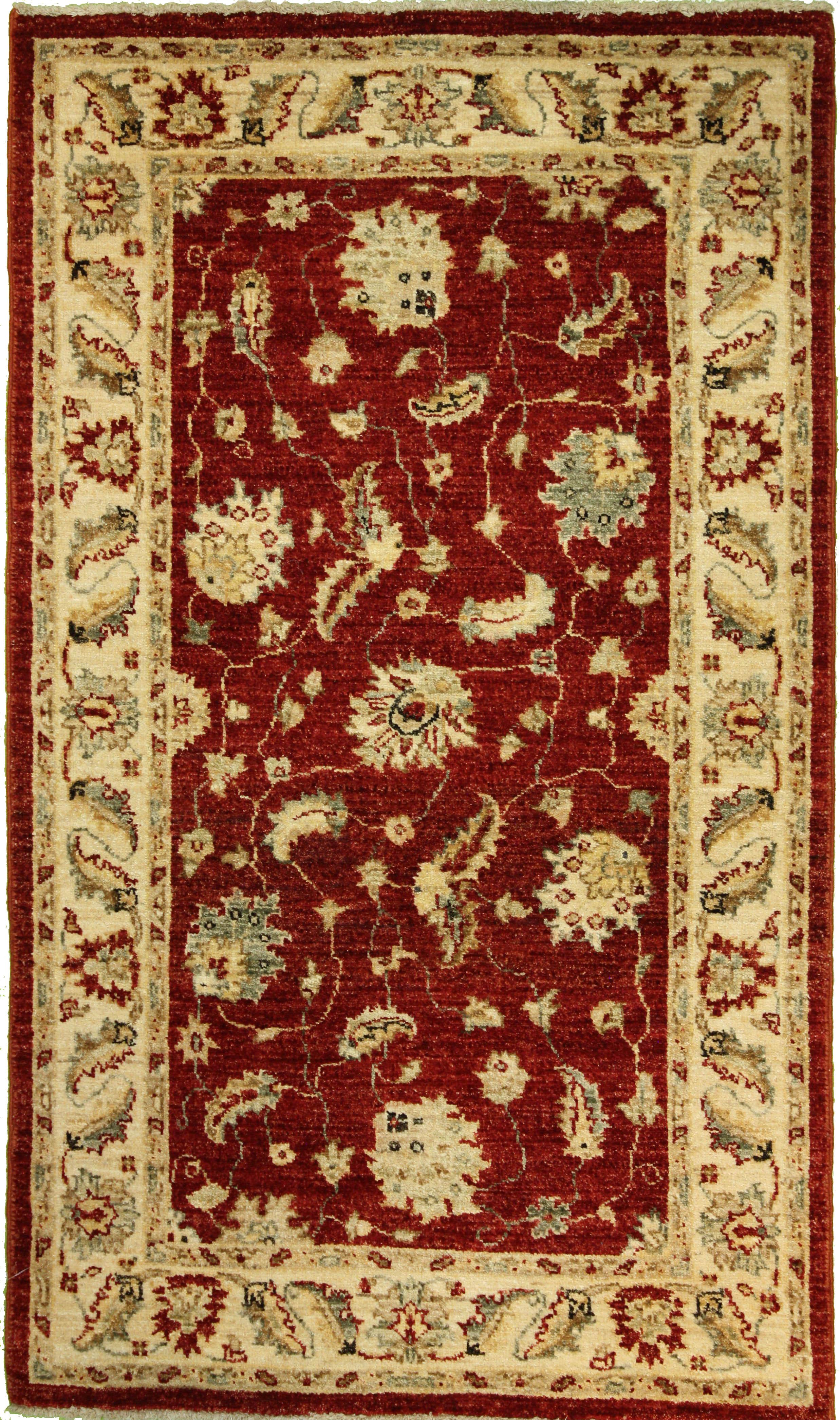 Hand Knotted Wool Red Dk Traditional Pakistan Rug 3' x 5'3"