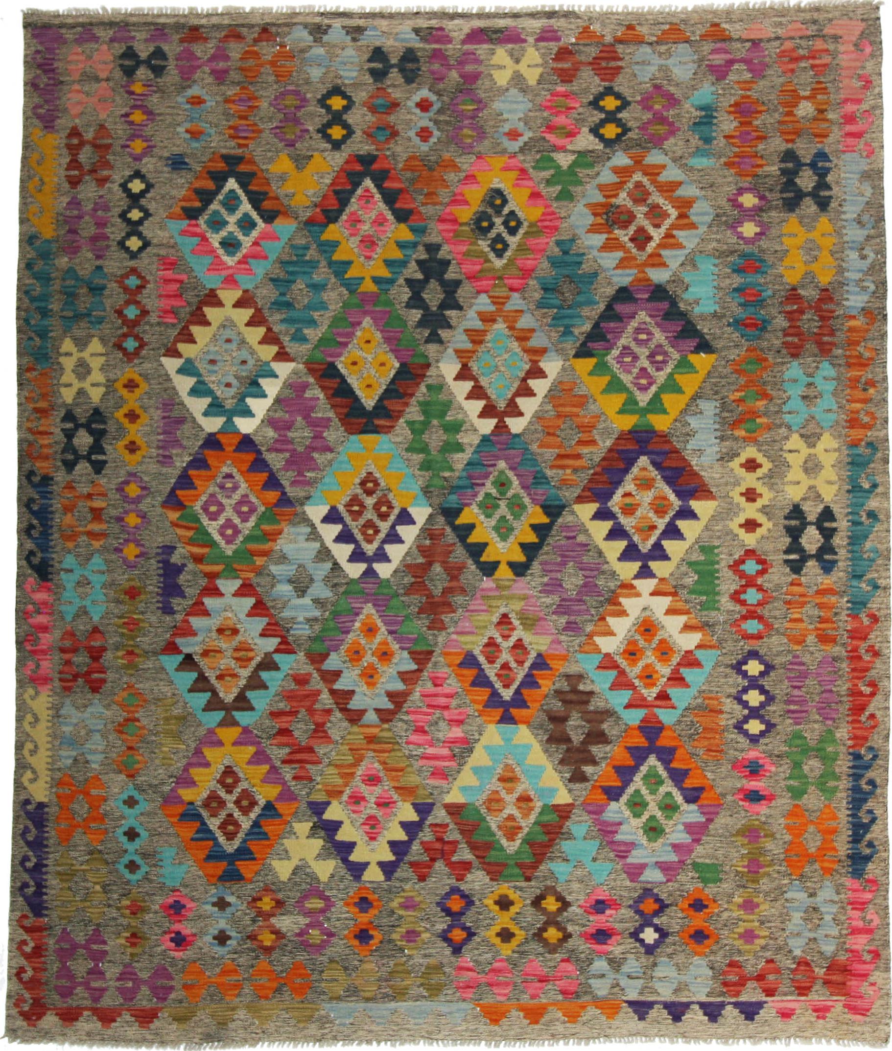 Hand Made Wool Multi Southwestern Pakistan Rug 6'11" x 7'11"