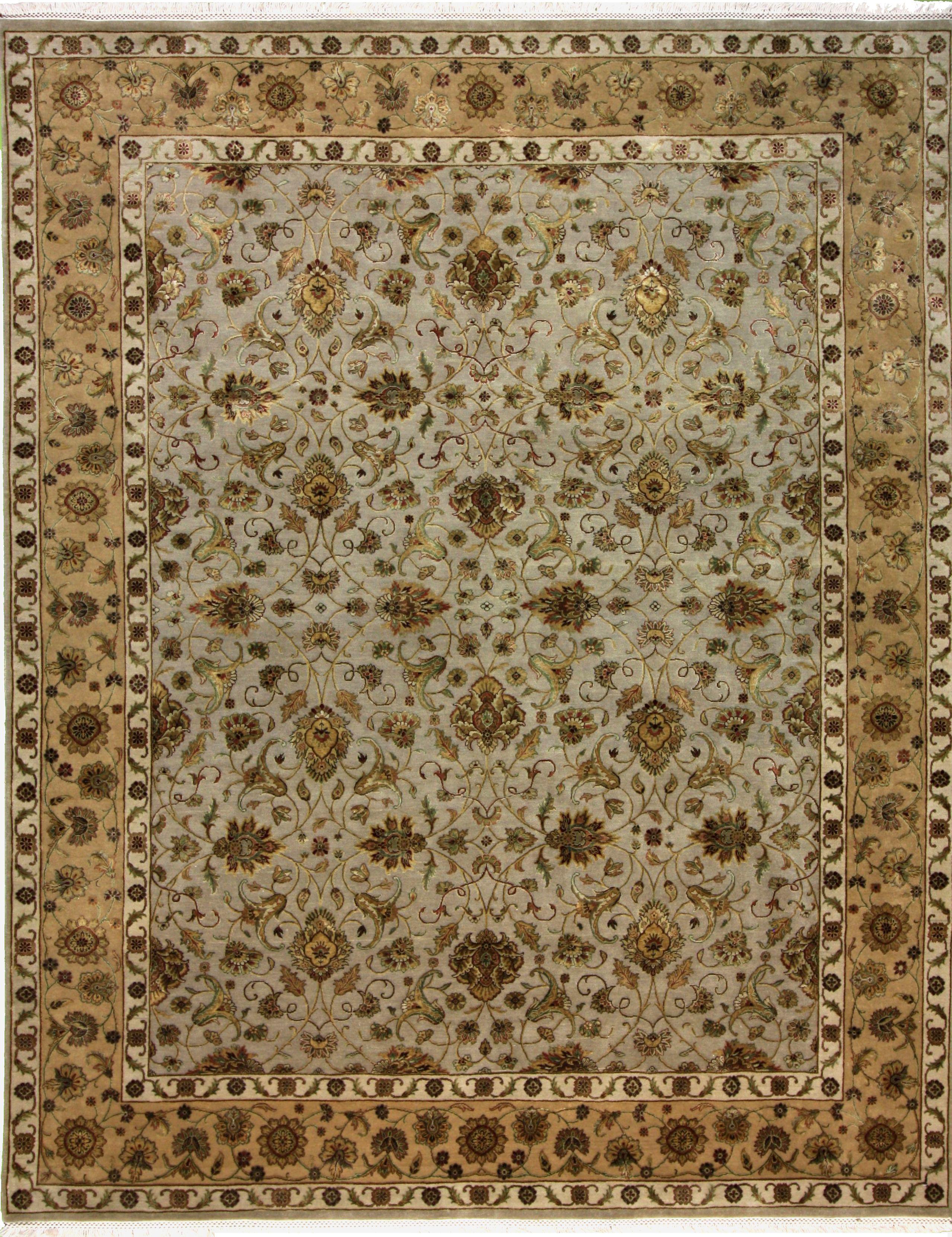 Hand Knotted Wool Beige Traditional India Rug 7'10" x 9'10"