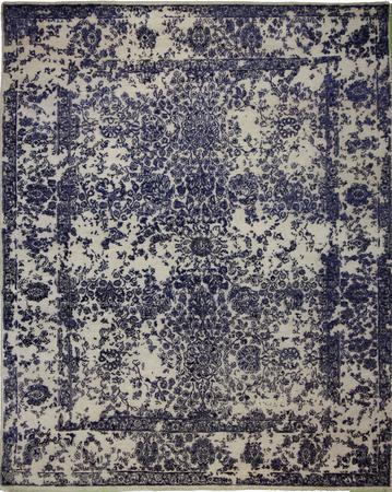 Hand Knotted Wool Blue Dk Transitional India Rug 7'11" x 9'11"