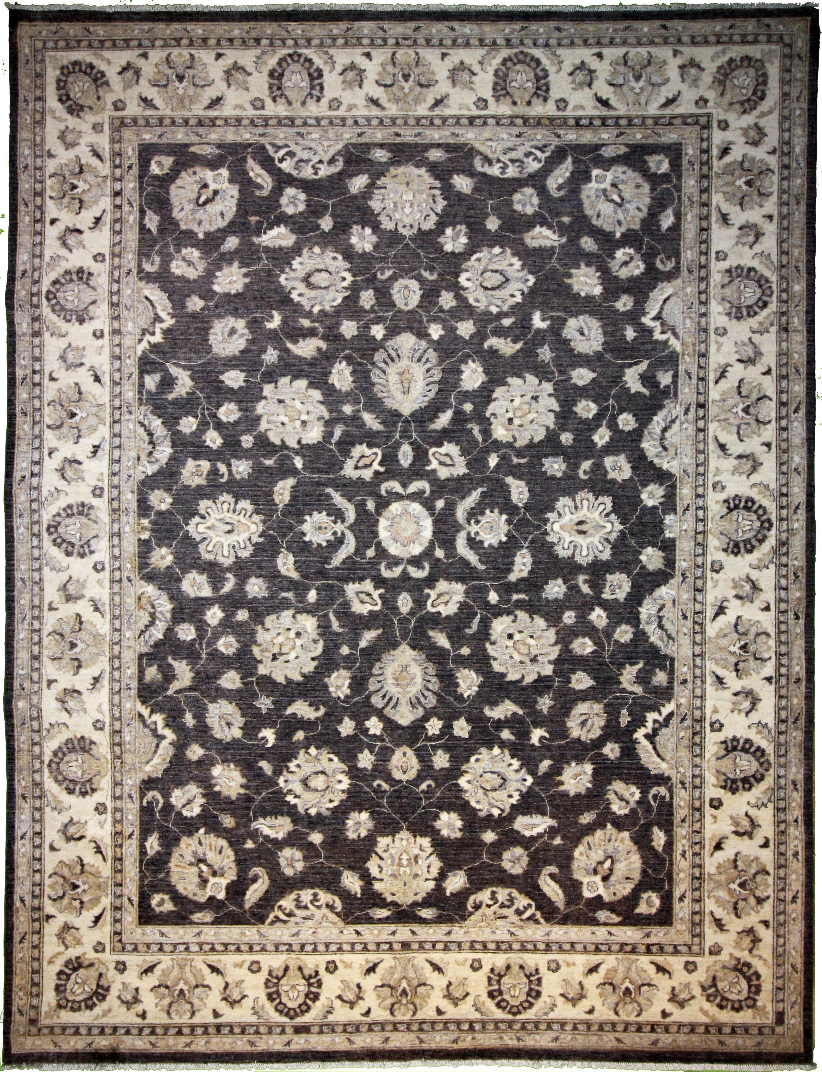 Hand Knotted Wool Gray Traditional Pakistan Rug 9' x 11'10"