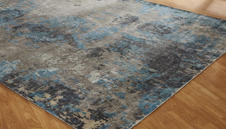 Hand Knotted Art Silk Blue Contemporary India Rug 2' x 3'
