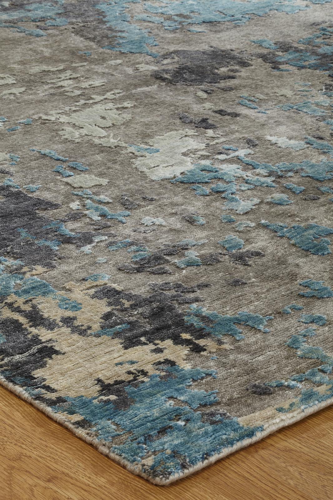 Hand Knotted Art Silk Blue Contemporary India Rug 2' x 3'