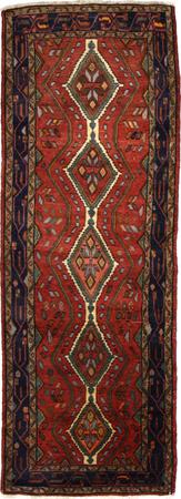 Hand Knotted Persian Hamadan Wool 3'3" x 10'3" Red DK