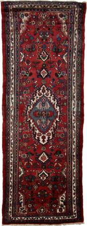 Hand Knotted Persian Hamadan Wool 3'3" x 10'3" Red DK