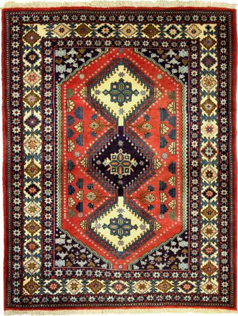 Hand Knotted Persian Wool Yalameh Rust 3'7''x4'10'' Rug