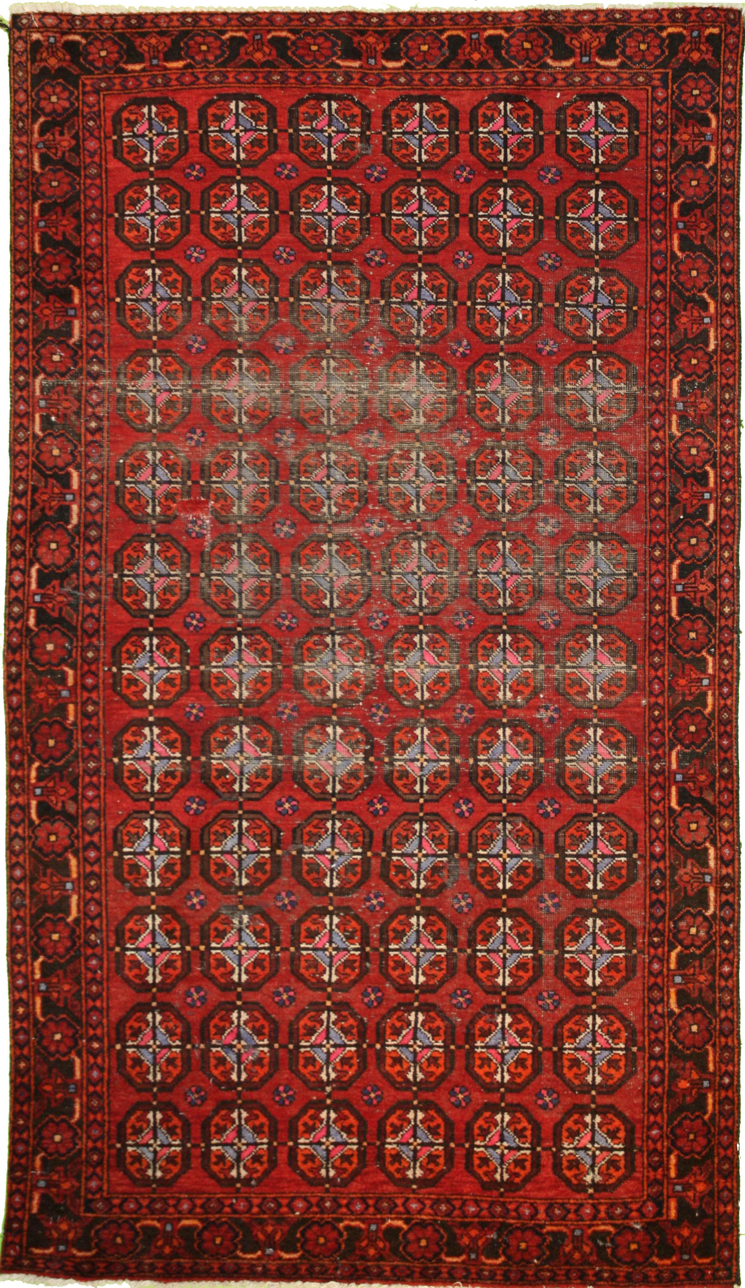 Hand Knotted Wool Red Traditional Afghanistan Rug 3'9" x 6'8"