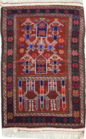 Hand Knotted Afghanistan Wool Afghan Red Rug 2'7" x 4'2"