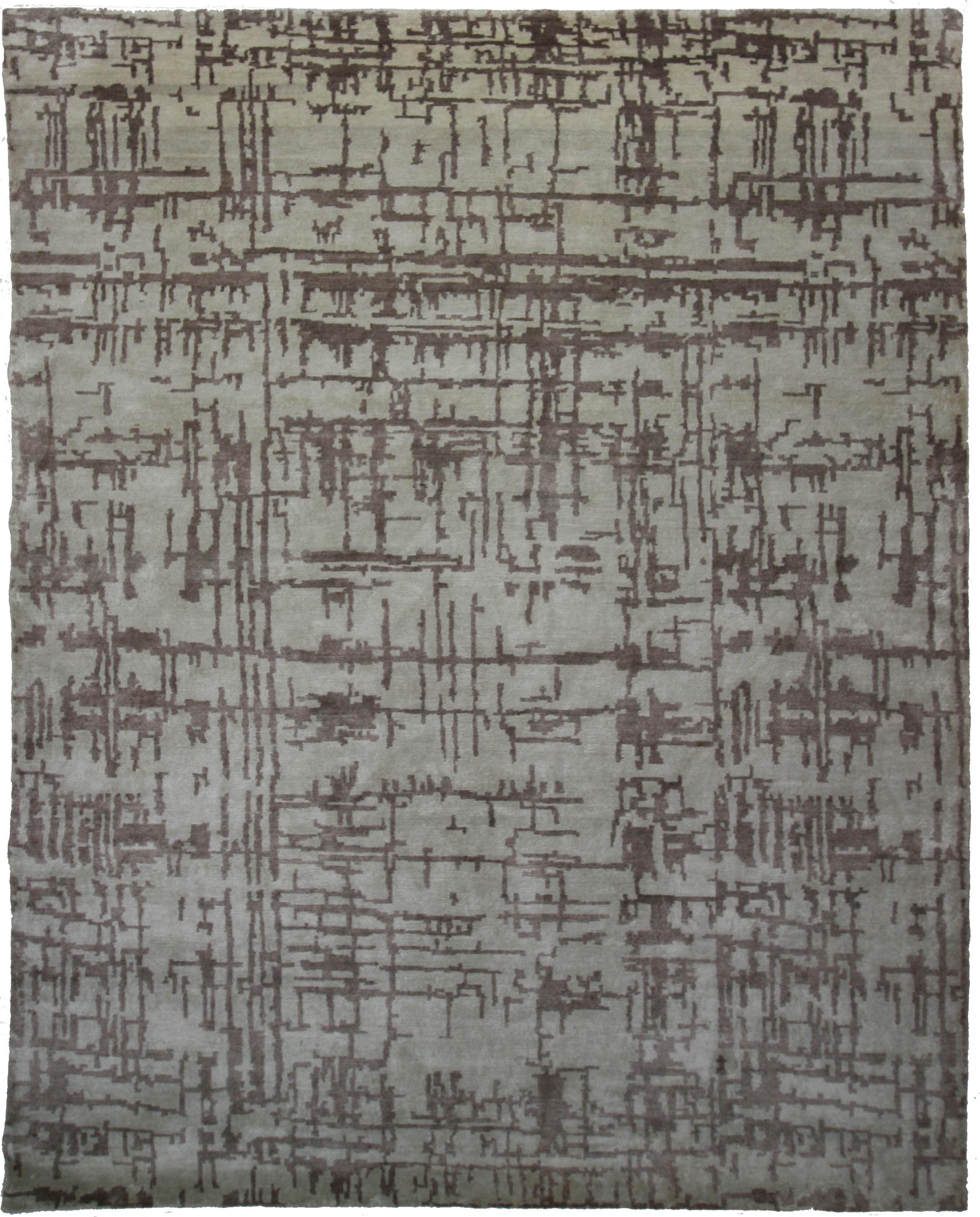 Hand Knotted Wool Grey Contemporary India Rug 8' x 10'