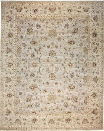 Hand Knotted India Wool and Silk Indian Gray Rug 12' x 15'3"