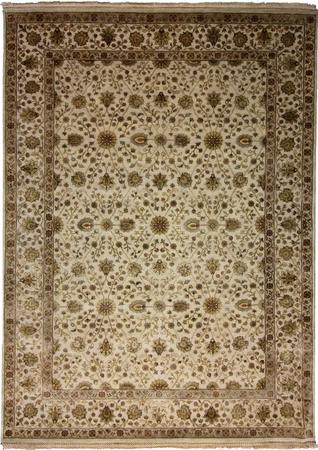 Hand Knotted India Wool and Silk Indian Ivory Rug 7' x 9'11"