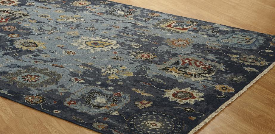 Hand Knotted WOOL & COTTON Blue Lt Transitional India Rug 8'10" x 11'9"