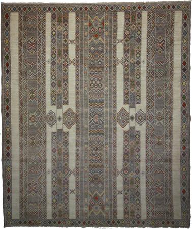 Hand Knotted Pakistan Wool Indo Gray Rug 8' x 9'6"