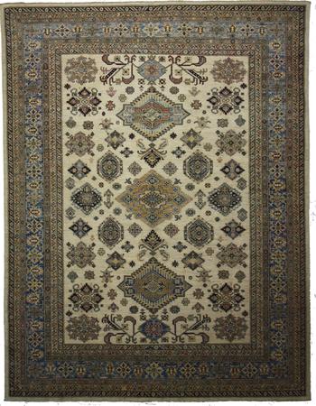Hand Knotted Pakistan Wool Indo Ivory / Gold Rug 8'10
