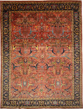 Hand Knotted Pakistan Wool Indo Rust Rug 9'2