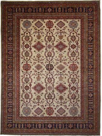 Hand Knotted Pakistan Wool Indo Ivory Rug 9' x 11'10