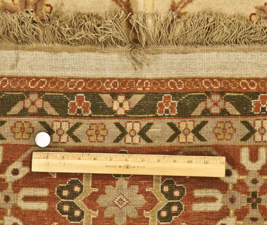 Hand Knotted India Agra Wool 100% 9'9" x 14'2" Ivory Rust