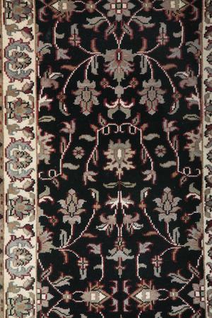Hand Knotted India Agra Wool 100% 2'6" x 20' Black