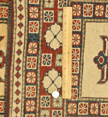 Hand Knotted Afghanistan Kazak Wool 100% 2'9" x 13' Ivory
