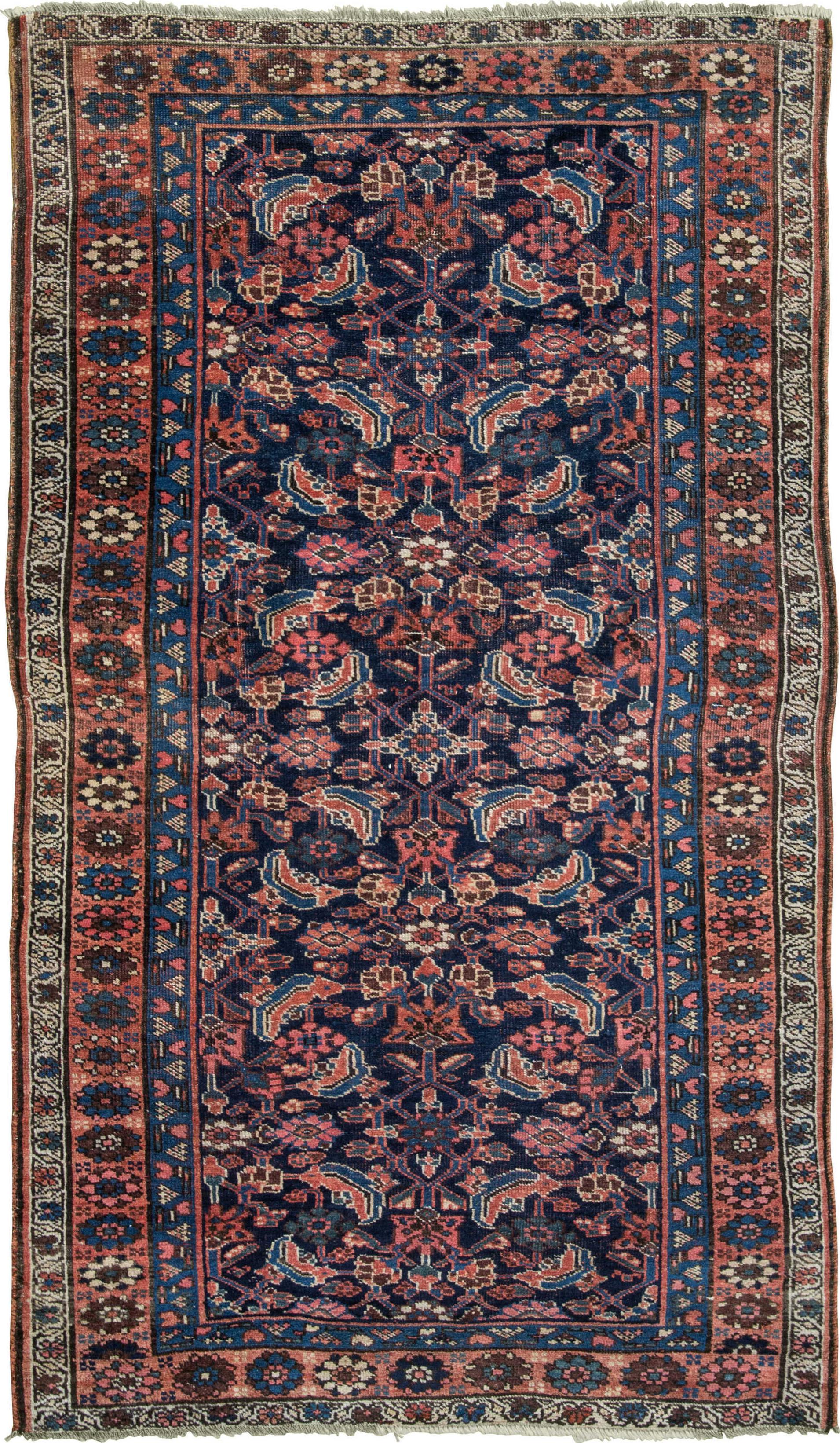 Hand Knotted Iran Bidjar Wool 100% 3'10" x 6'6" Navy - Khazai Rugs
