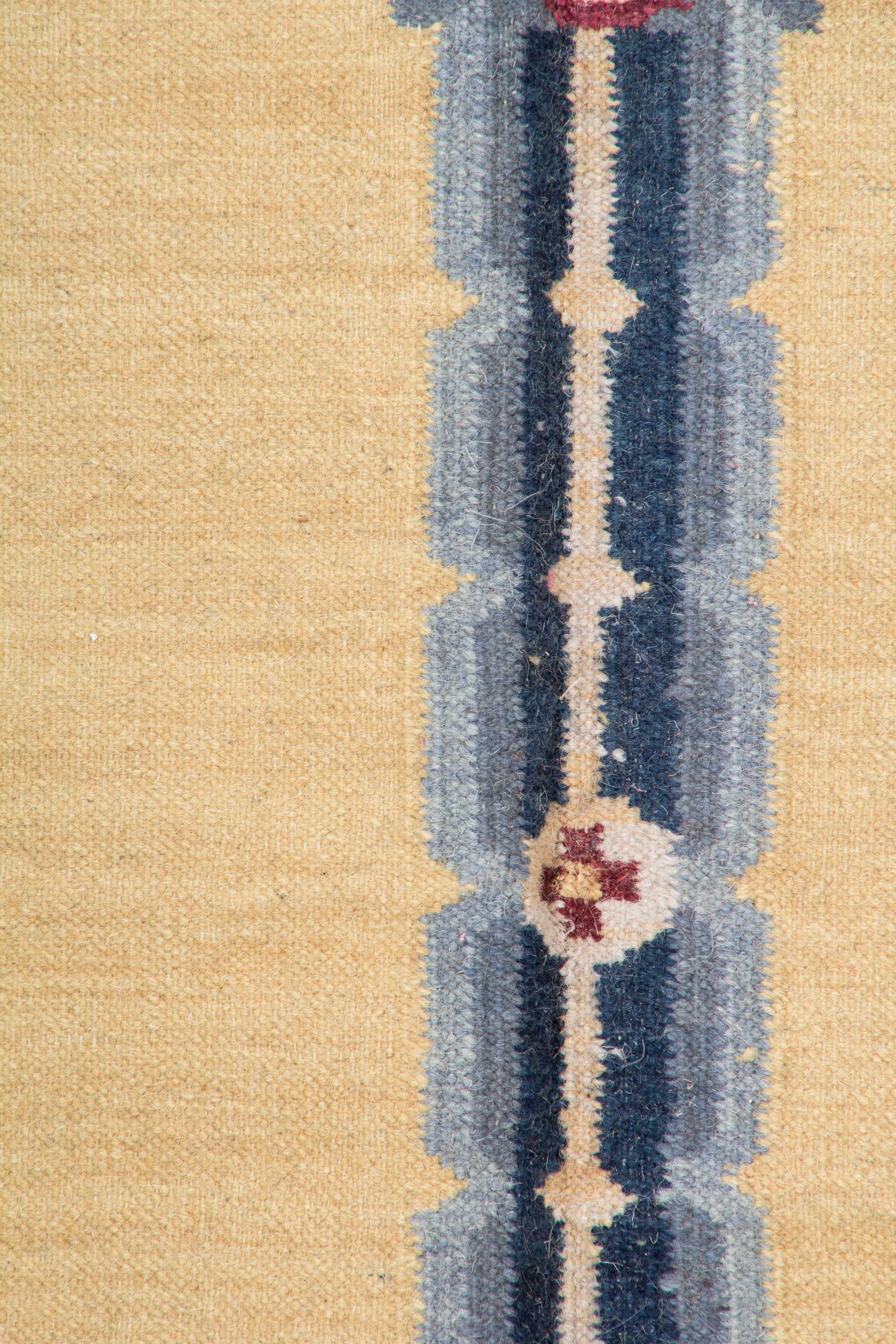 Flat Weave India Dhurrie 100% Wool 8' x 10' Yellow