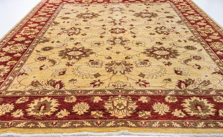 Hand Knotted India Oushak Wool 8'4" x 9'10" Yellow LT