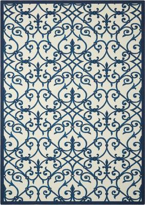 Nourison Home-Garden RS093 Blue-Navy Rectangle 4'4" X 6'3"
